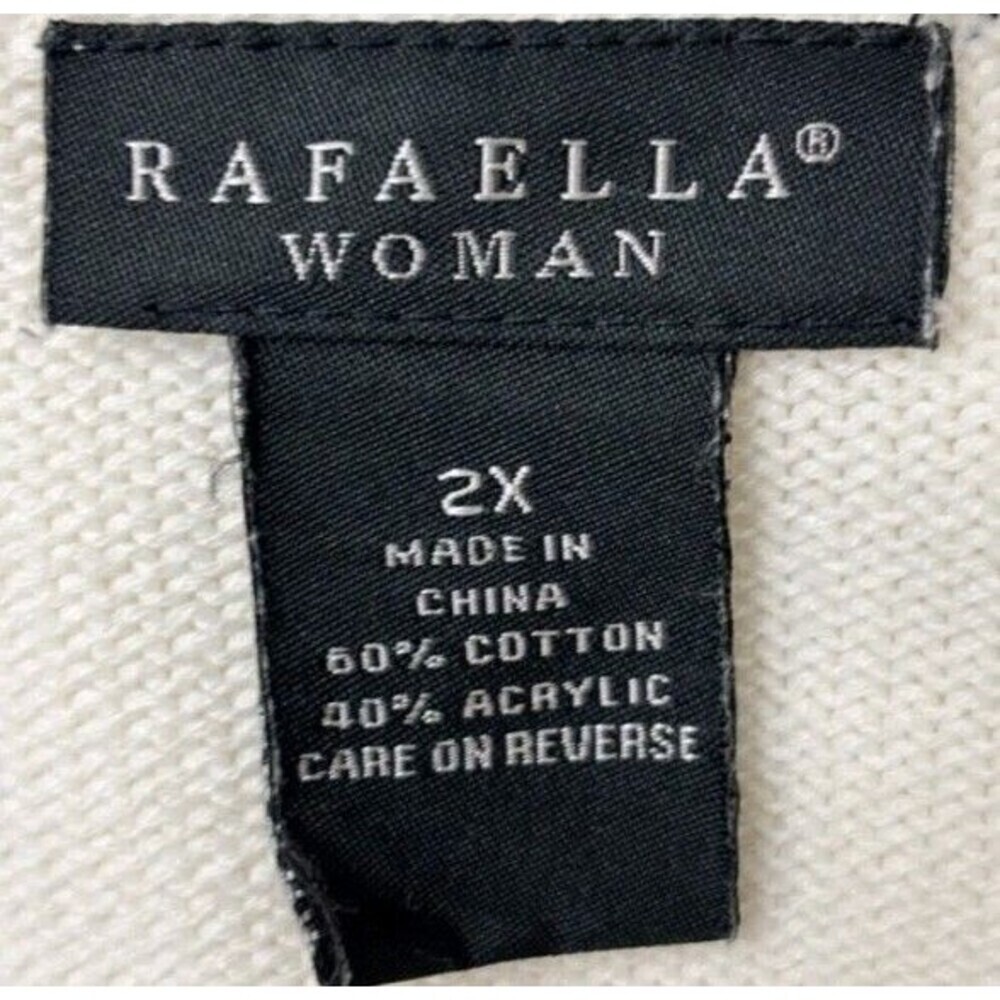 Rafalla Woman Woven Knit V-eck Sweater Size 2X Color: off-white - Picture 8 of 8